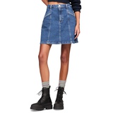 Womens A-Line Seam-Detail Denim Skirt