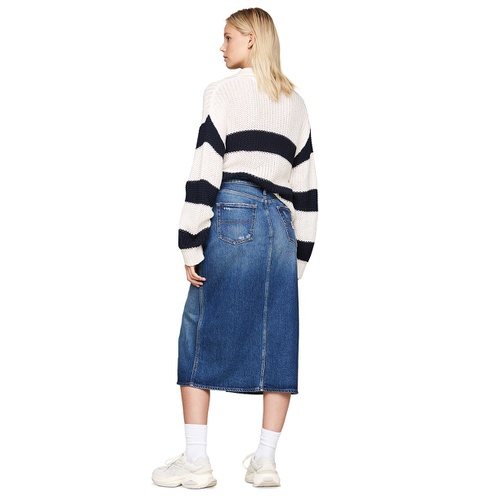 타미힐피거 Womens Claire High-Waist Denim Midi Skirt