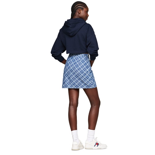 타미힐피거 Womens Tartan-Check Chambray Mini Skirt