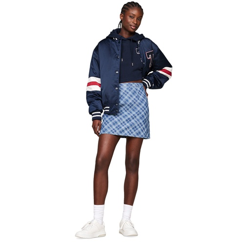 타미힐피거 Womens Tartan-Check Chambray Mini Skirt