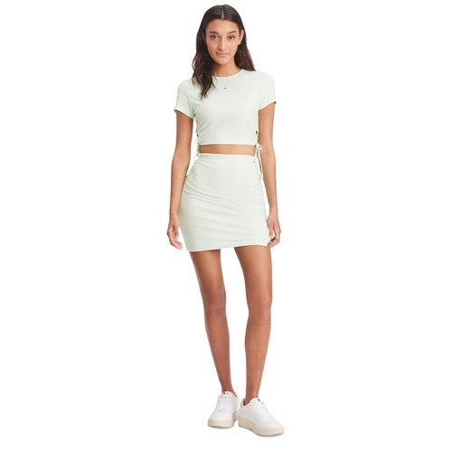 타미힐피거 Womens Ruched Ribbed Mini Skirt