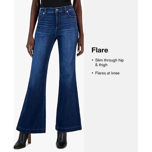 타미힐피거 Womens Sylvia High-Rise Ripped Flare Jeans