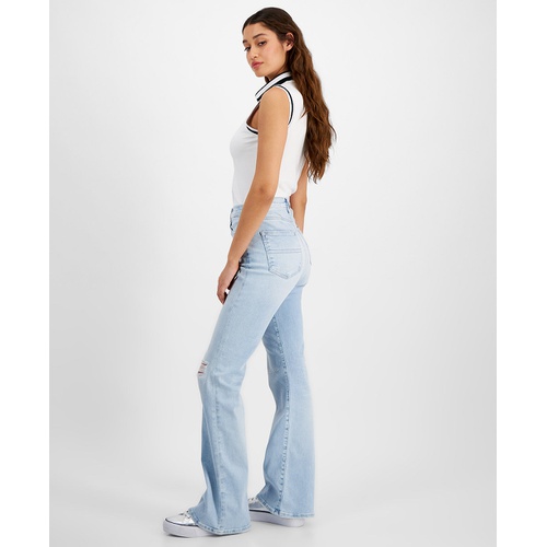 타미힐피거 Womens Sylvia High-Rise Ripped Flare Jeans