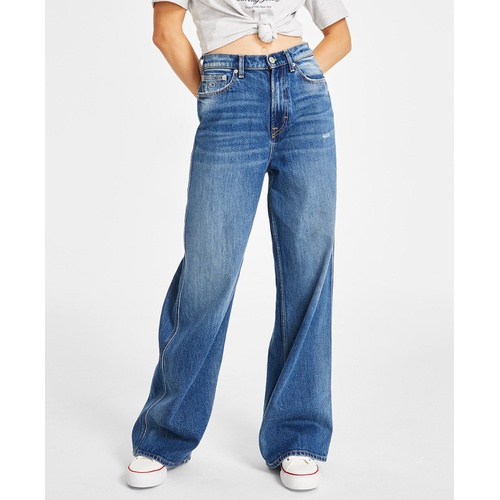 타미힐피거 Womens Claire High-Rise Wide-Leg Jeans