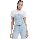 Womens Strapless Zip-Front Denim Top