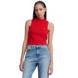 Womens Cropped Mockneck Sleeveless Top