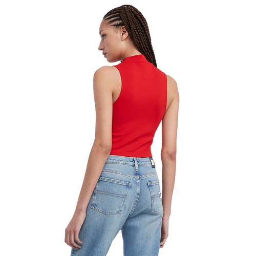 타미힐피거 Womens Cropped Mockneck Sleeveless Top