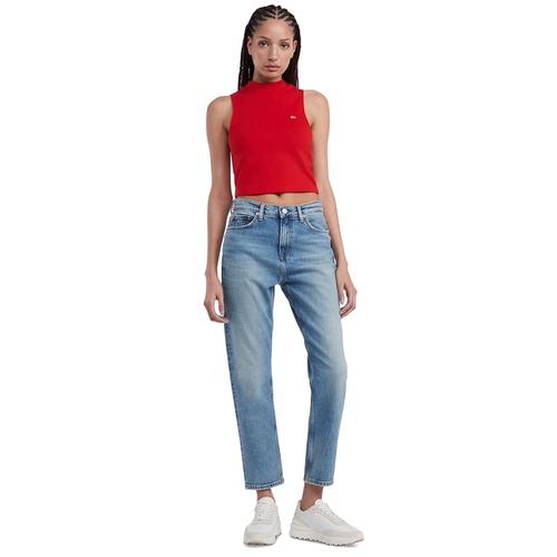 타미힐피거 Womens Cropped Mockneck Sleeveless Top