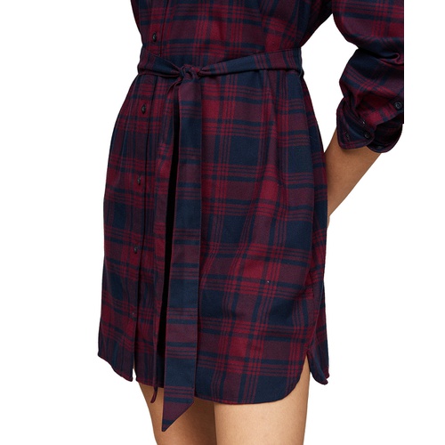 타미힐피거 Womens Belted Checkered Shirt Dress