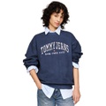 Womens Relaxed Varsity Crewneck Sweatshirt