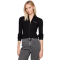 Womens Metallic Tipped Zip Front Sweater