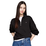 Womens Cropped Quarter Zip Crewneck Sweatshirt