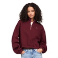 Womens Cropped Quarter Zip Crewneck Sweatshirt