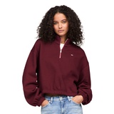 Womens Cropped Quarter Zip Crewneck Sweatshirt