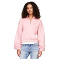 Womens Cropped Quarter Zip Crewneck Sweatshirt