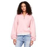 Womens Cropped Quarter Zip Crewneck Sweatshirt