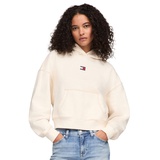 Womens Boxy Topstitch Cotton Logo Hoodie