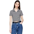 Womens Striped Short Sleeve Cropped Polo Shirt