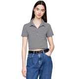 Womens Striped Short Sleeve Cropped Polo Shirt