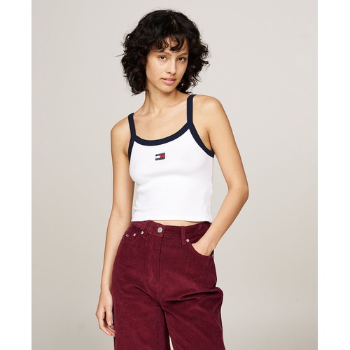 타미힐피거 Womens Contrast Edge Badge Logo Tank Top