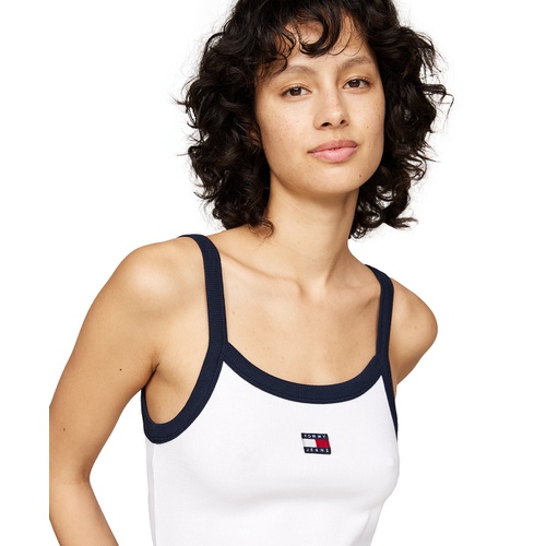 타미힐피거 Womens Contrast Edge Badge Logo Tank Top