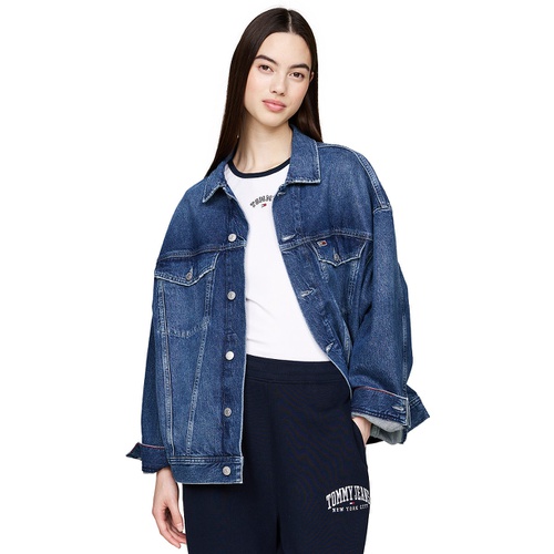 타미힐피거 Womens Daisy Oversized Flag Denim Jacket