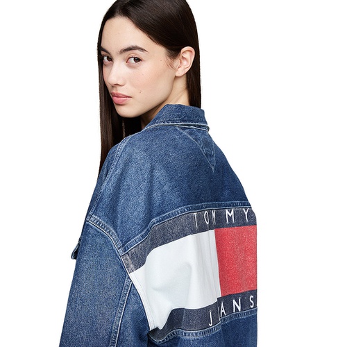 타미힐피거 Womens Daisy Oversized Flag Denim Jacket