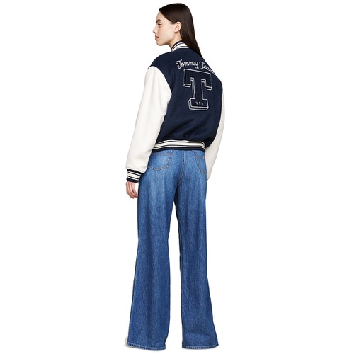 타미힐피거 Womens Snap-Front Letterman Jacket