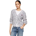 Womens Marled V Neck Cardigan Sweater