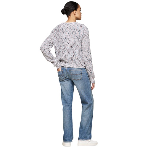 타미힐피거 Womens Marled V Neck Cardigan Sweater