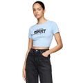 Womens Cotton Glitter Slim Cropped Varsity Tee