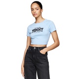 Womens Cotton Glitter Slim Cropped Varsity Tee