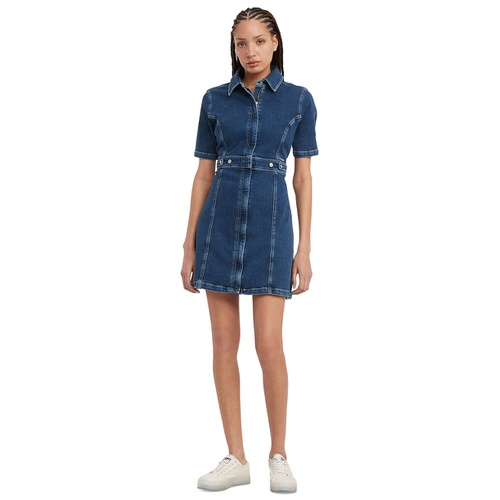 타미힐피거 Womens Zip Front Short Sleeve Denim Dress