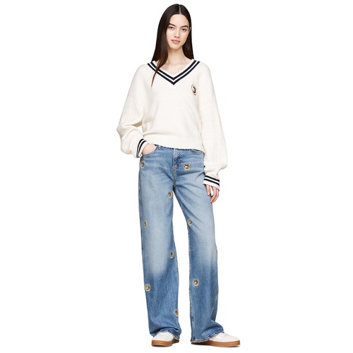 타미힐피거 Womens Betsy Embroidered Crest Jeans