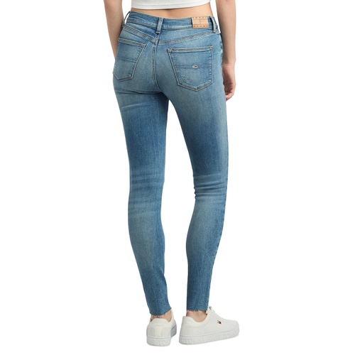 타미힐피거 Womens Nora Mid Rise Distressed Skinny Jeans