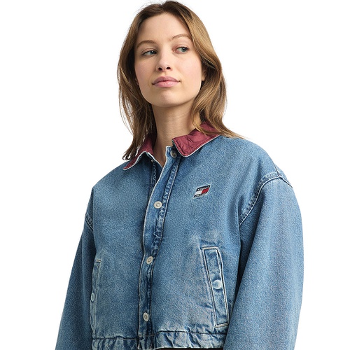 타미힐피거 Womens Cotton Quilted Reversible Denim Jacket