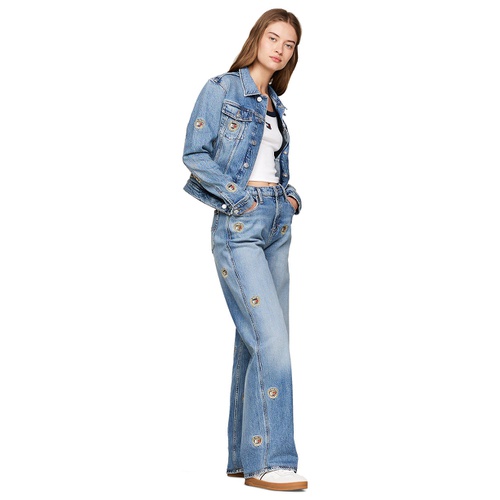 타미힐피거 Womens Izzie Slim Crest Denim Jacket