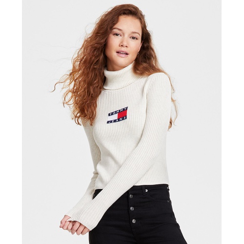 타미힐피거 Womens Logo Flag Turtleneck Sweater