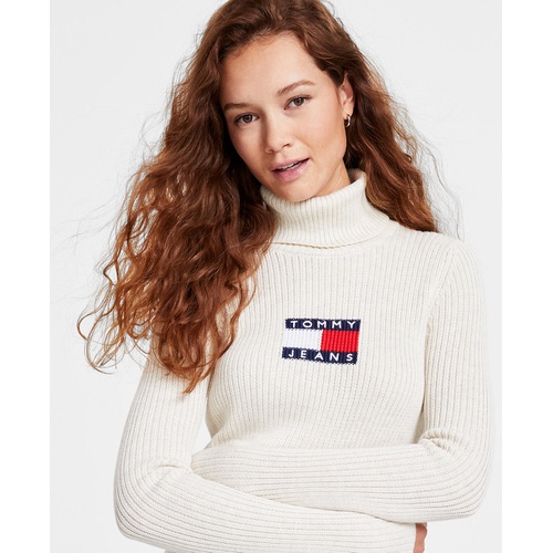 타미힐피거 Womens Logo Flag Turtleneck Sweater