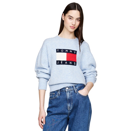 타미힐피거 Womens Melange Flag Crewneck Sweater