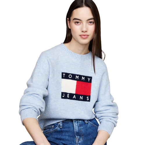 타미힐피거 Womens Melange Flag Crewneck Sweater