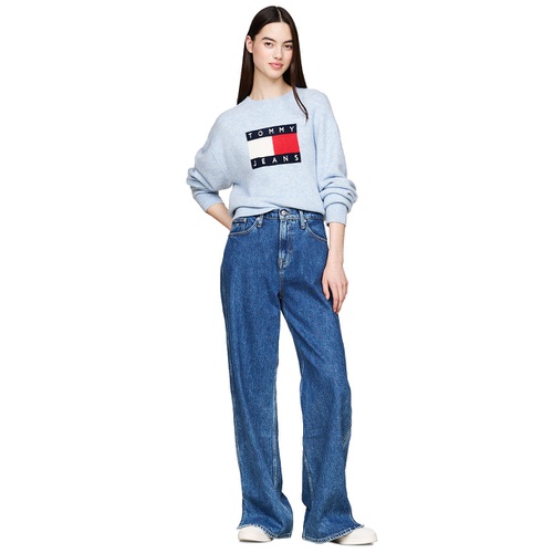 타미힐피거 Womens Melange Flag Crewneck Sweater