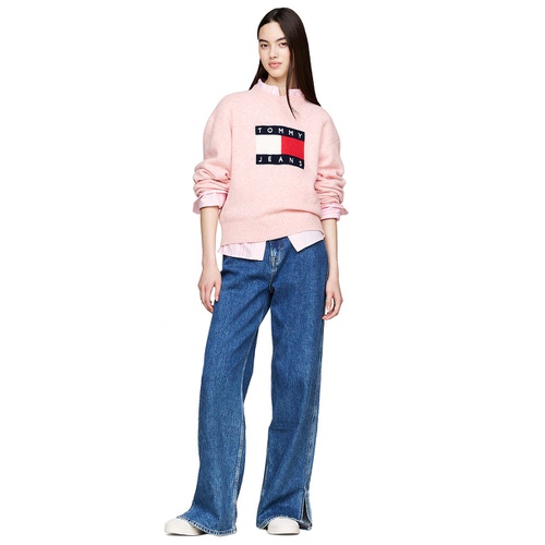 타미힐피거 Womens Melange Flag Crewneck Sweater