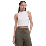 Womens Cropped Mockneck Sleeveless Top