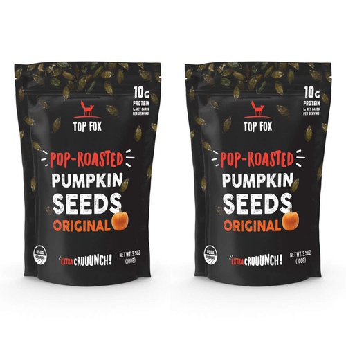  Top Fox Snacks - Organic Pop-Roasted Pumpkin Seeds | Healthy Protein Snacks - Gluten Free - Keto and Vegan Friendly (Original, 3.5 oz - 2 Pack)