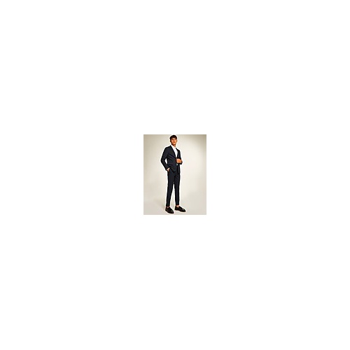  Navy Textured Skinny Fit Suit Jacket