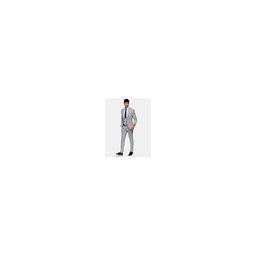  GREY CHECK SINGLE BREASTED SKINNY FIT SUIT BLAZER WITH PEAK LAPELS