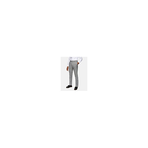  GREY SLIM FIT CHECK SUIT TROUSERS