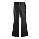 LEATHER LOOK FLARE TROUSERS