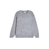 GREY HAND KNITTED CHUNKY CURVED HEM JUMPER